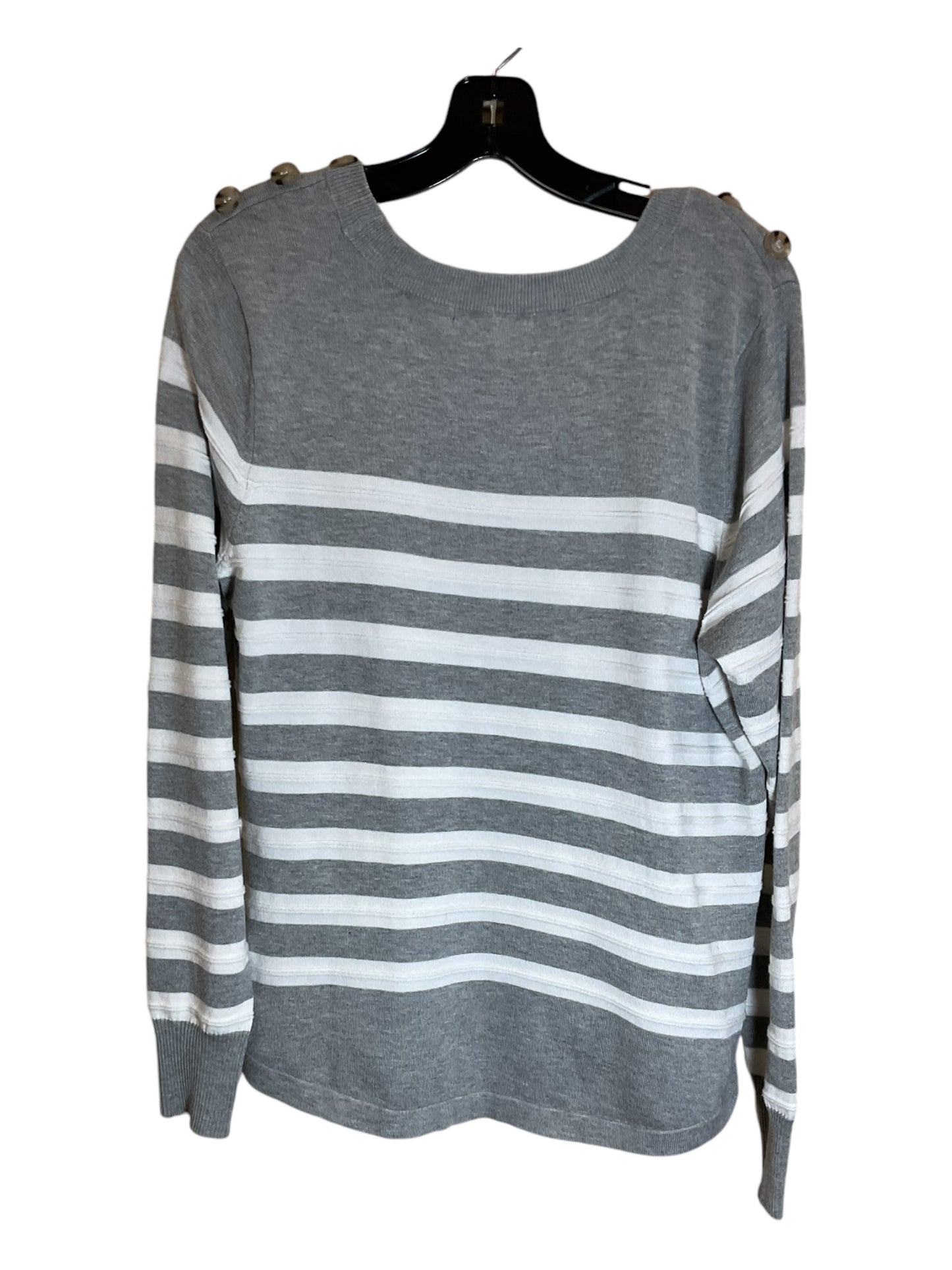 Sweater By Liz Claiborne In Grey & White, Size: L