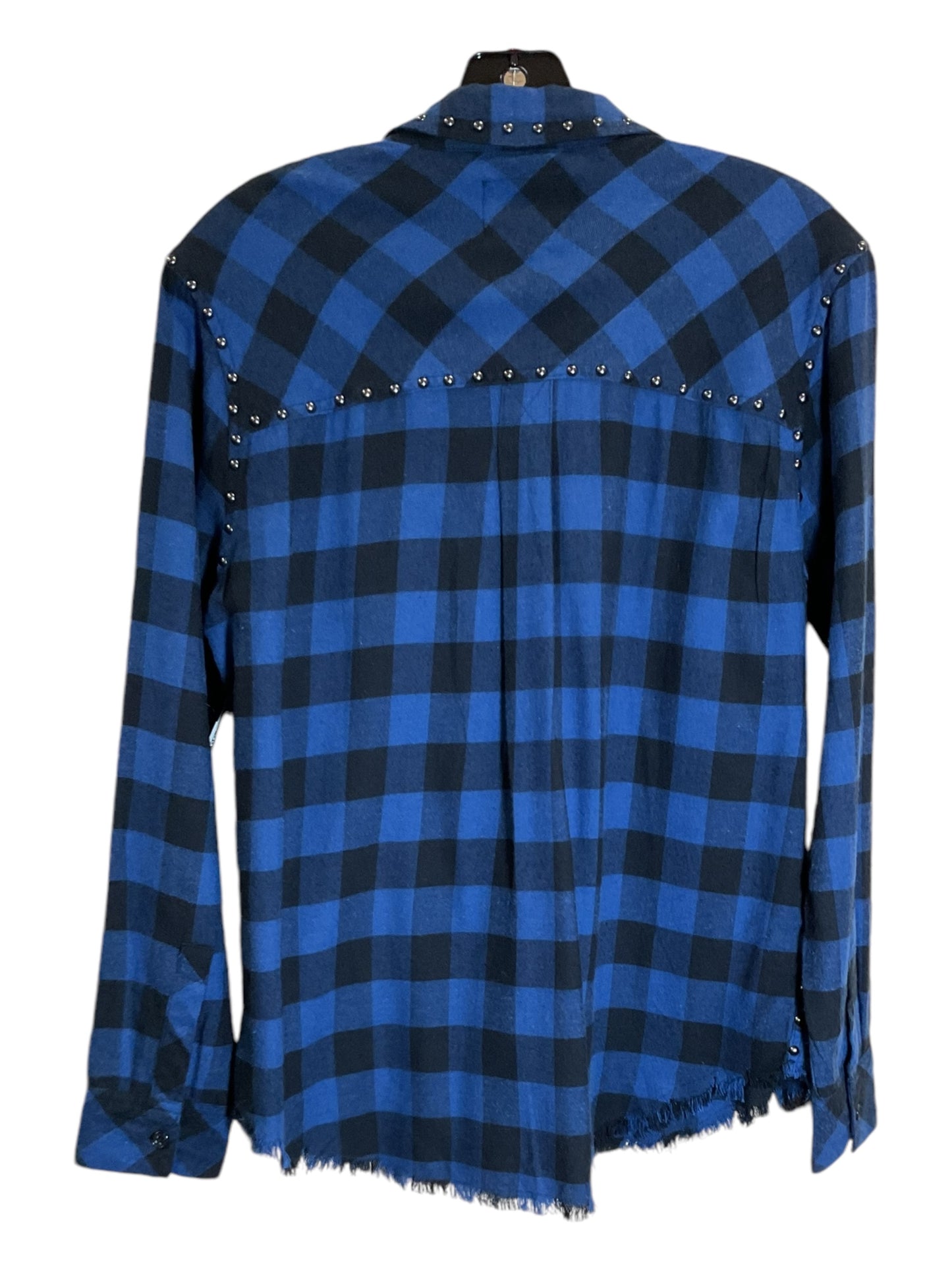 Blouse Long Sleeve By Rails In Black & Blue, Size: Xs