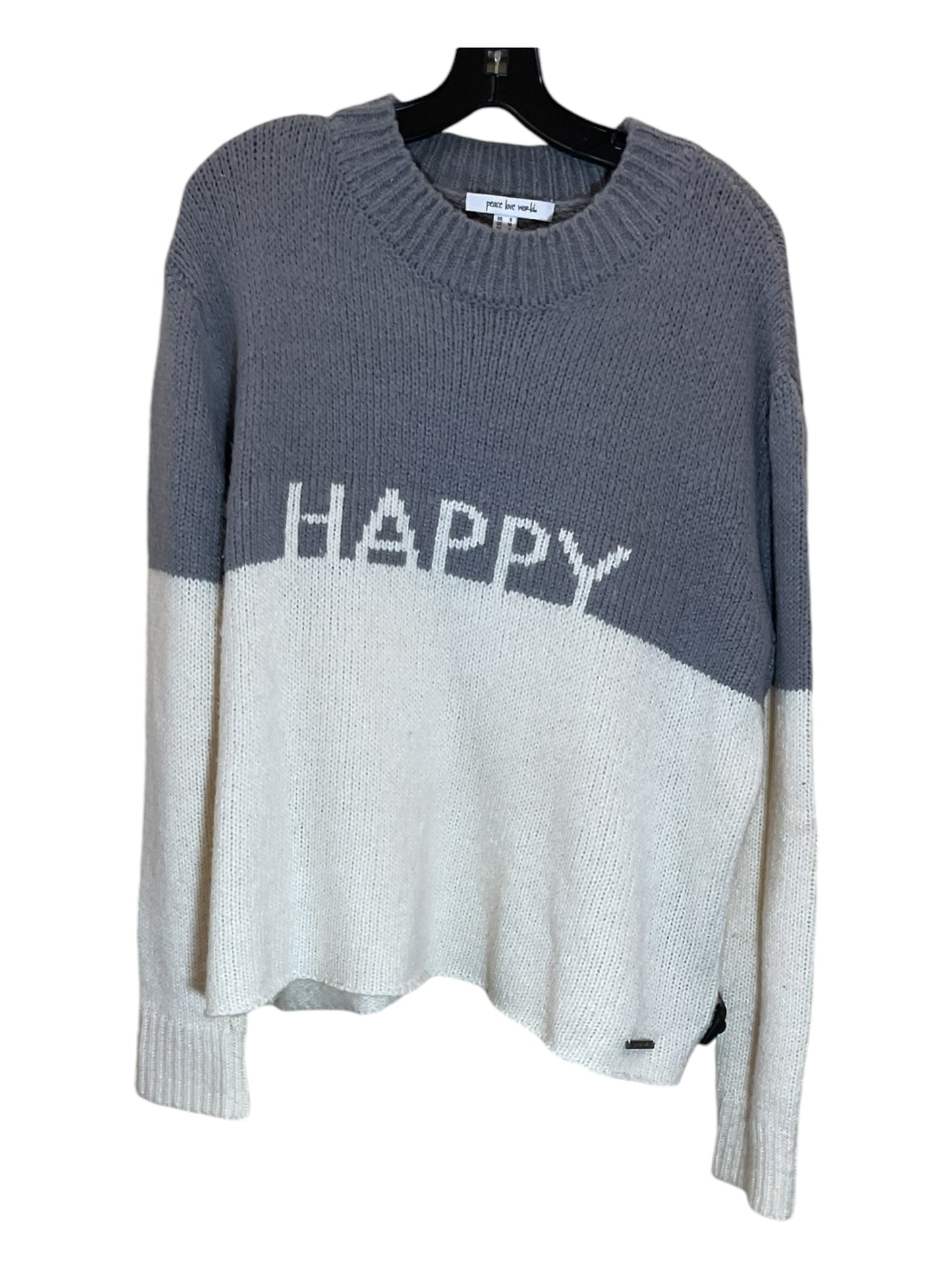 Sweater By Peace Love World In Grey & White, Size: S