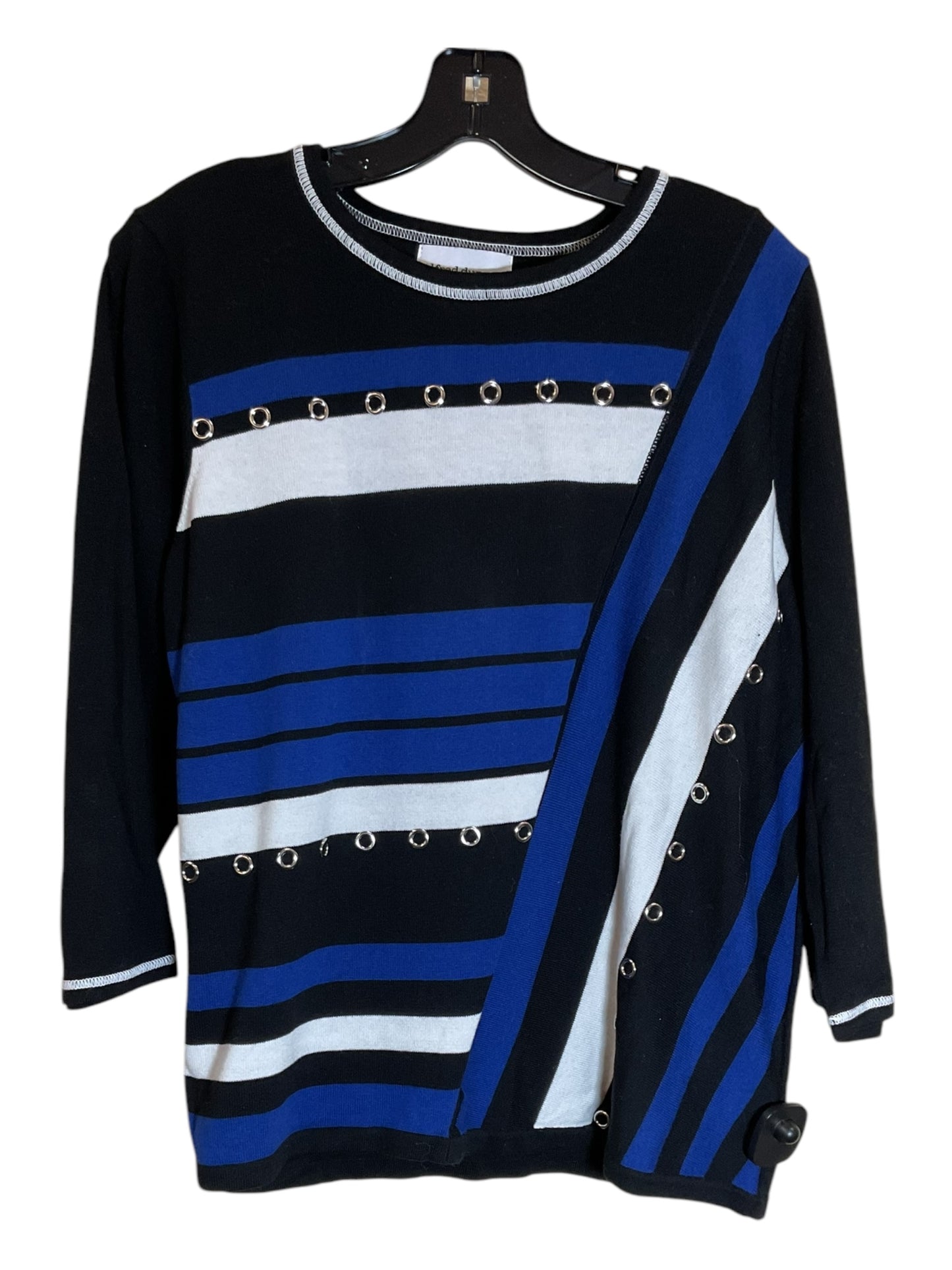 Top Long Sleeve By Alfred Dunner In Black & Blue, Size: L