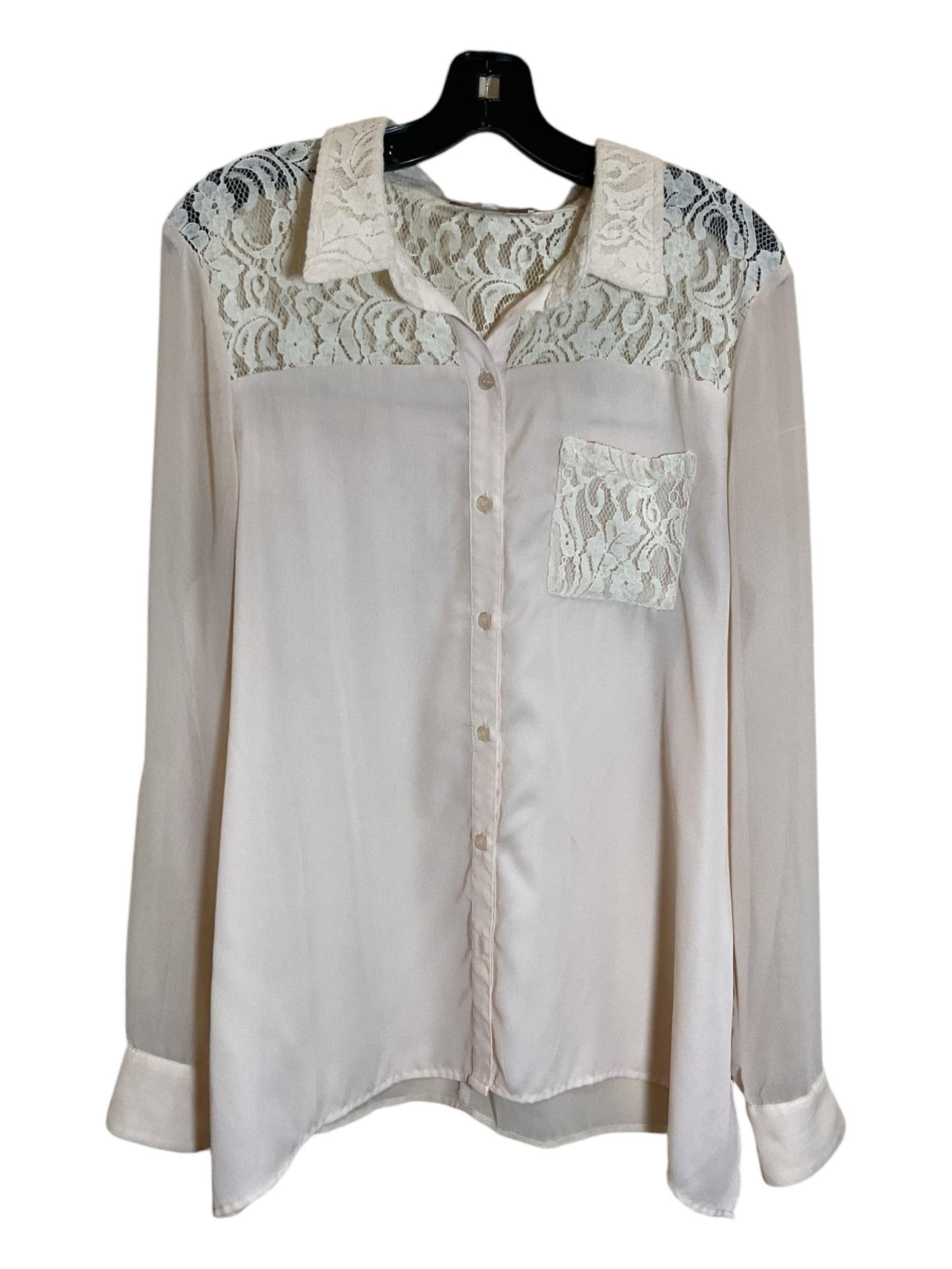 Blouse Long Sleeve By Miss Me In Cream, Size: M