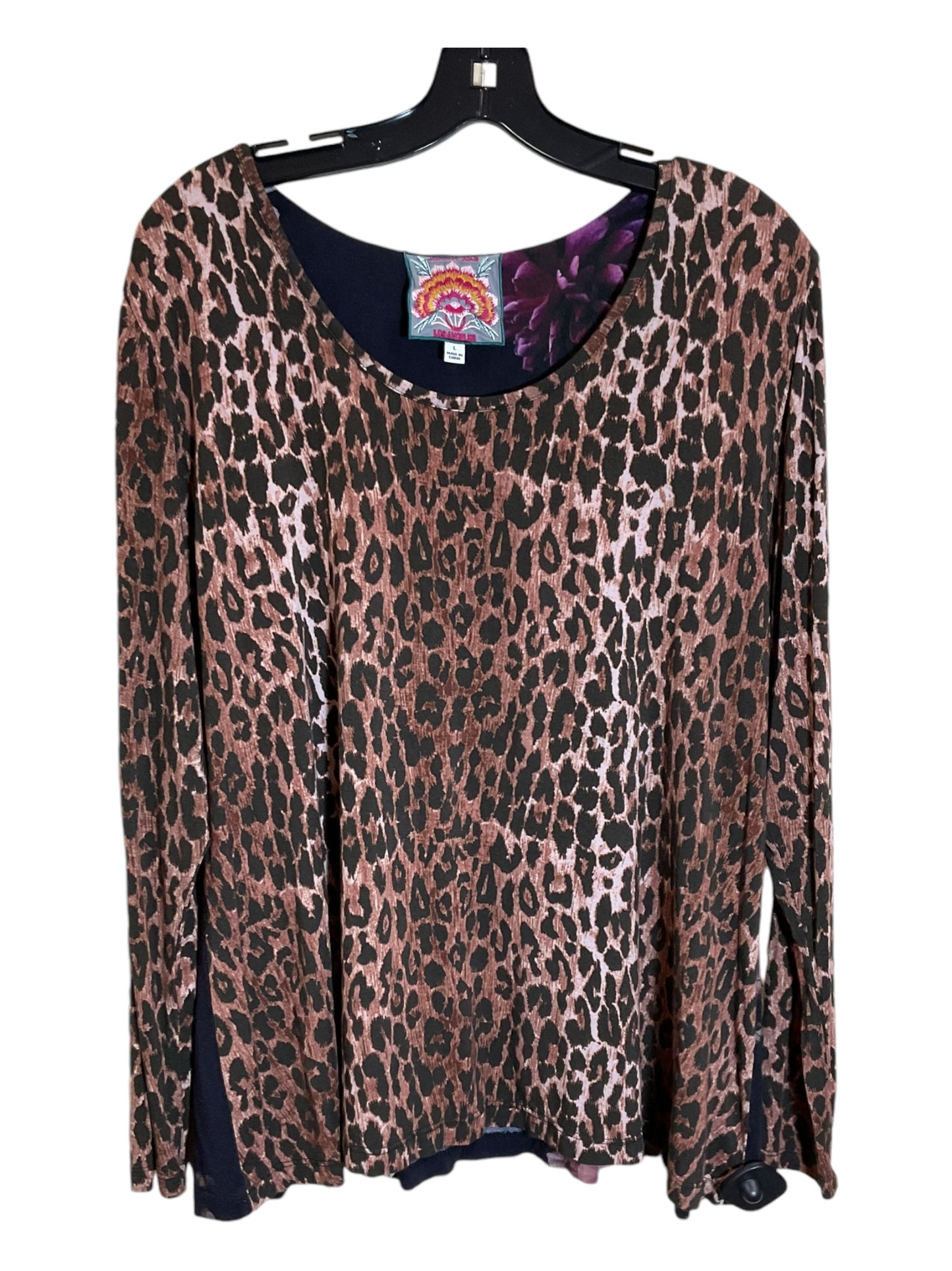 Top Long Sleeve By Johnny Was In Animal Print, Size: L