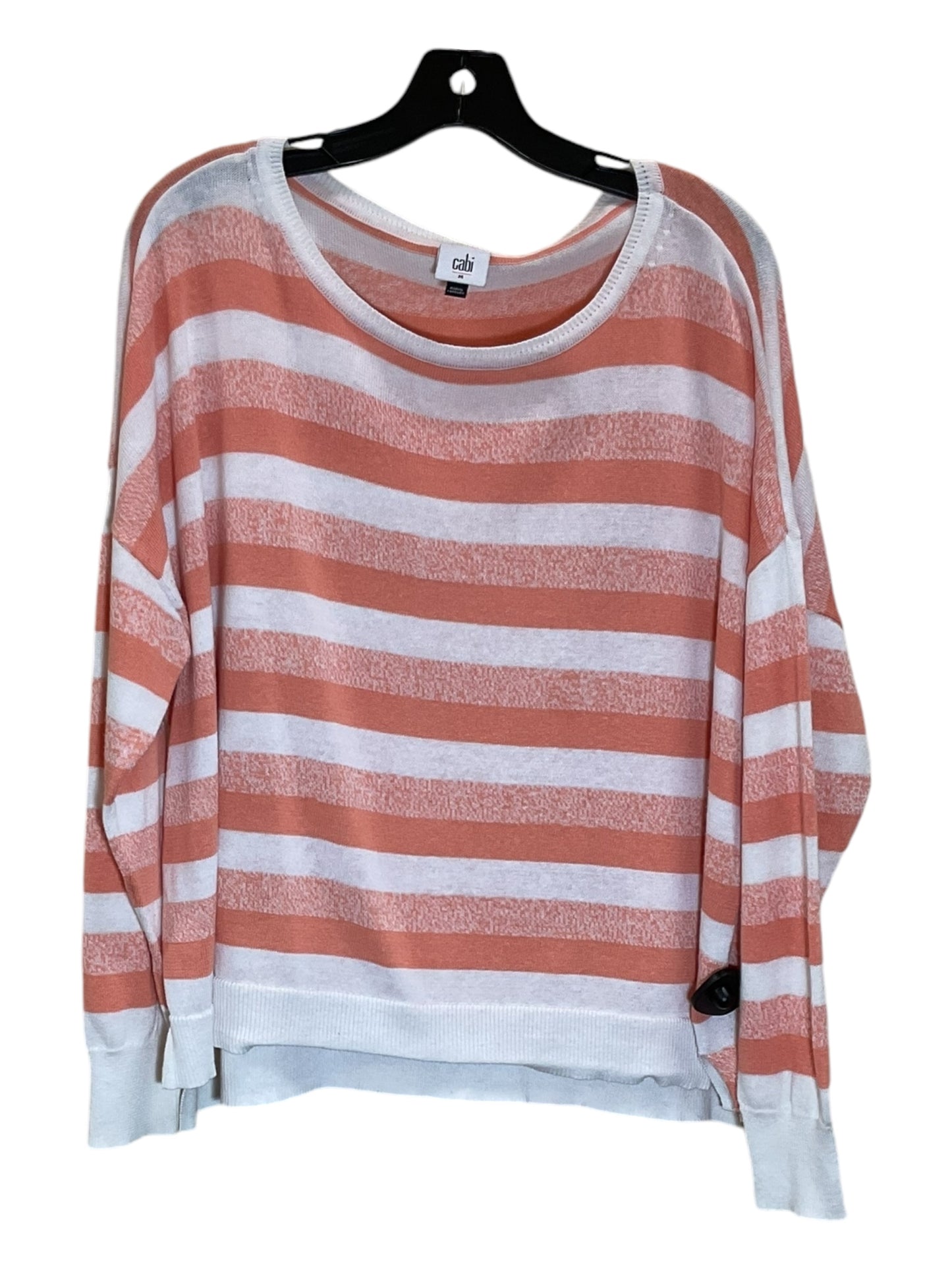 Sweater By Cabi In Orange & White, Size: M