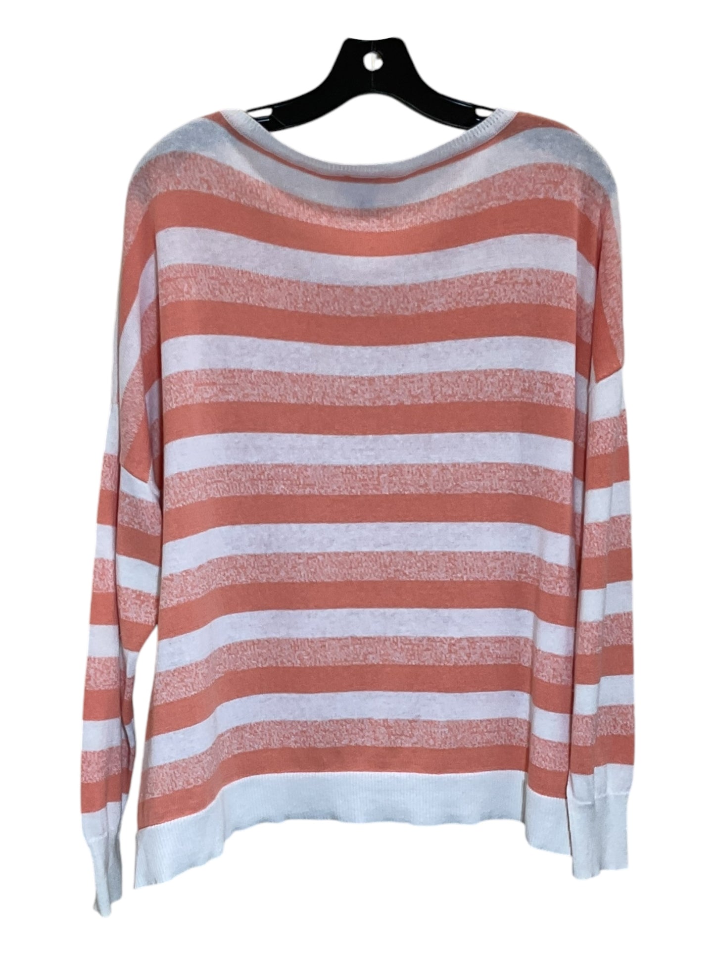 Sweater By Cabi In Orange & White, Size: M