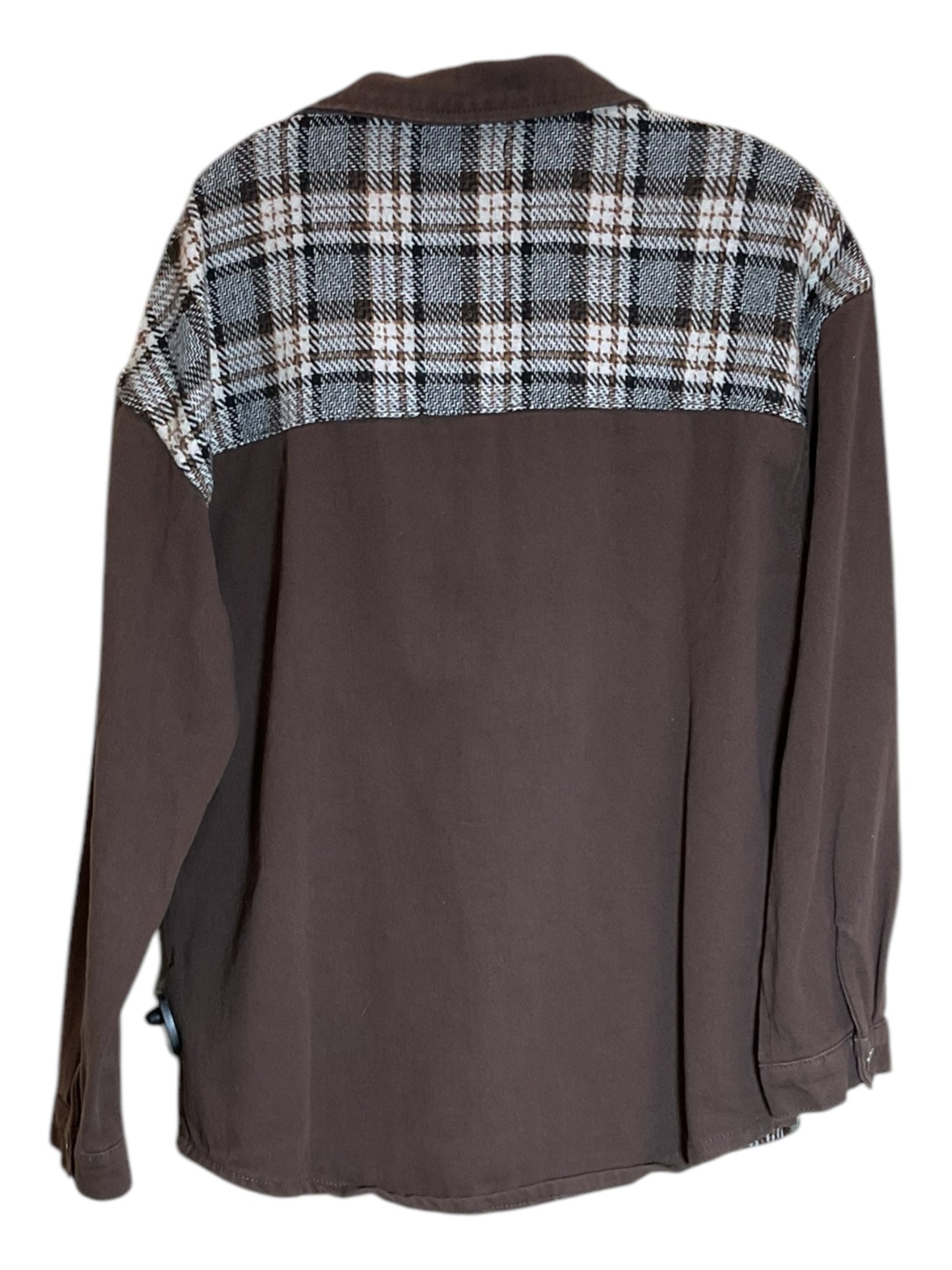 Jacket Shirt By Clothes Mentor In Brown, Size: L