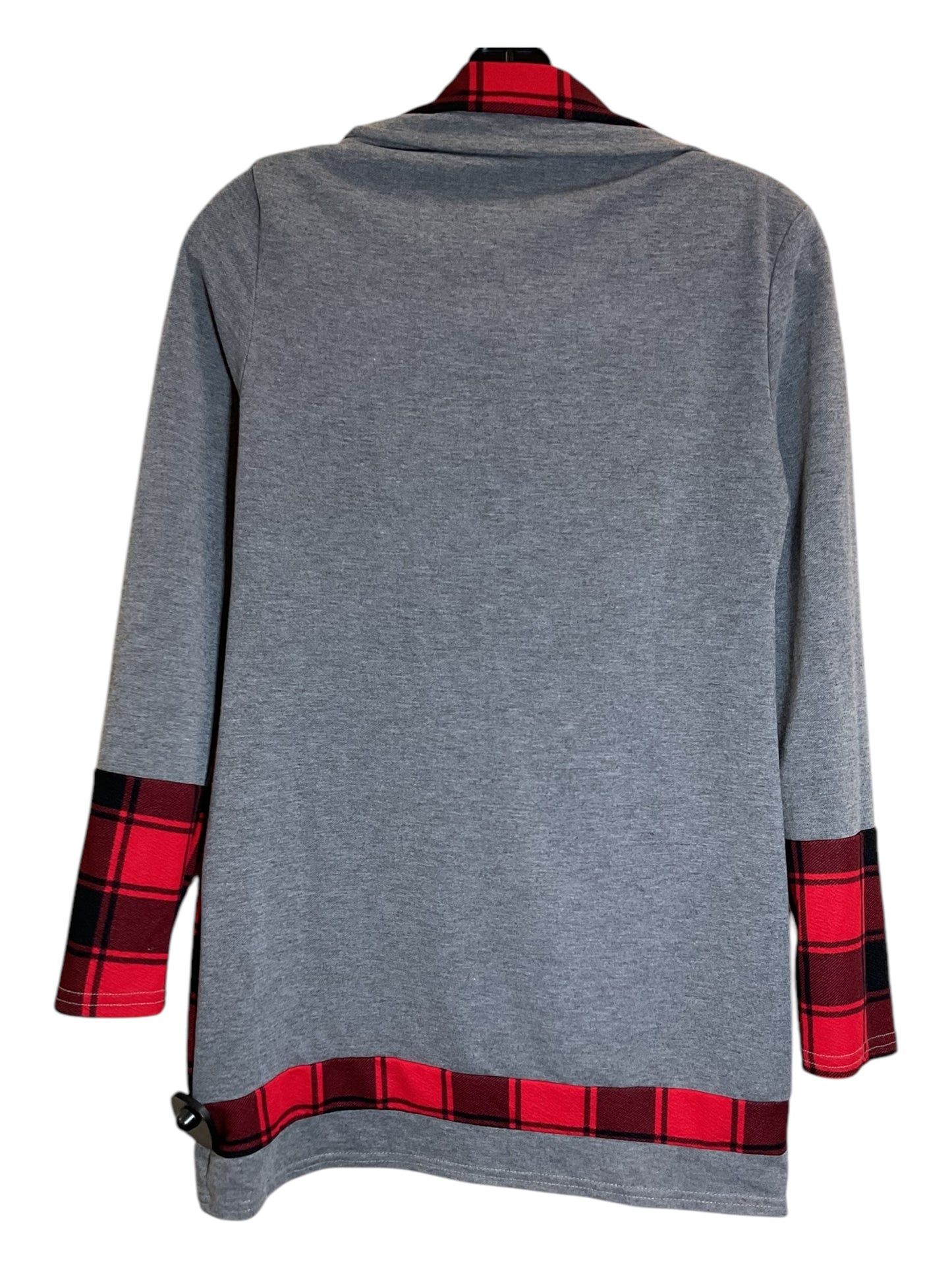 Tunic Long Sleeve By Clothes Mentor In Grey & Red, Size: M