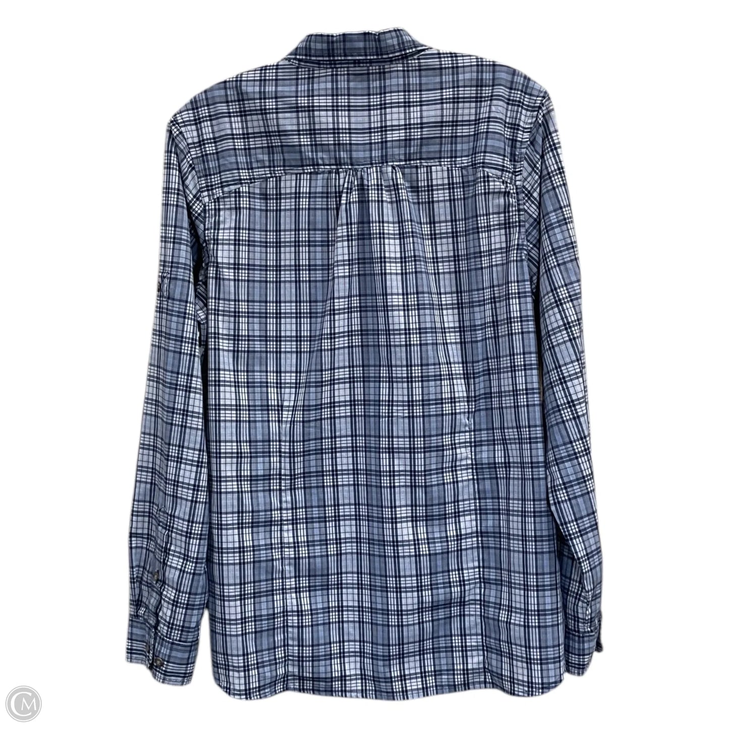 Top Long Sleeve By Cabelas In Blue & White, Size: L