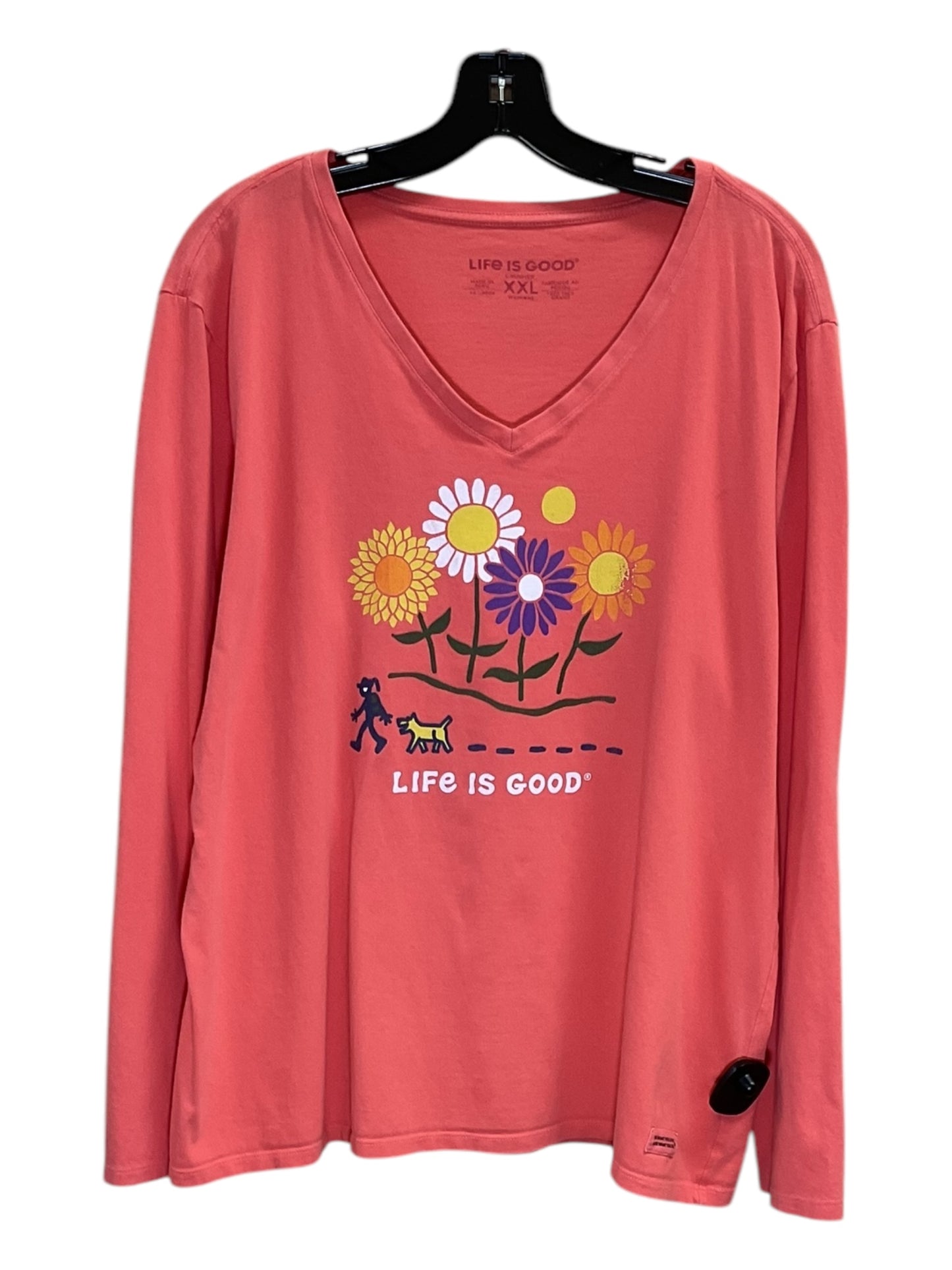 Top Long Sleeve By Life Is Good In Orange, Size: 1x