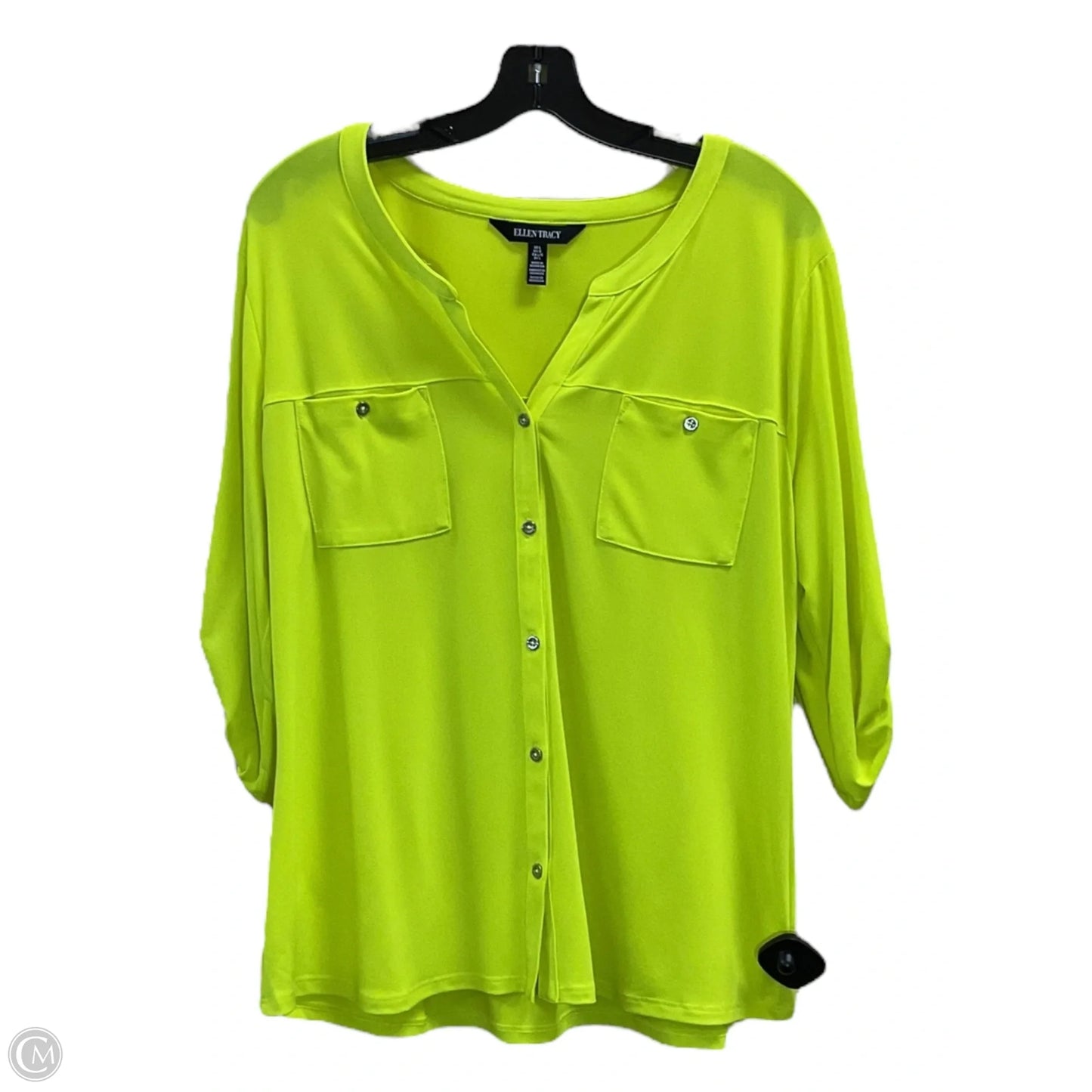 Blouse Long Sleeve By Ellen Tracy In Yellow, Size: L