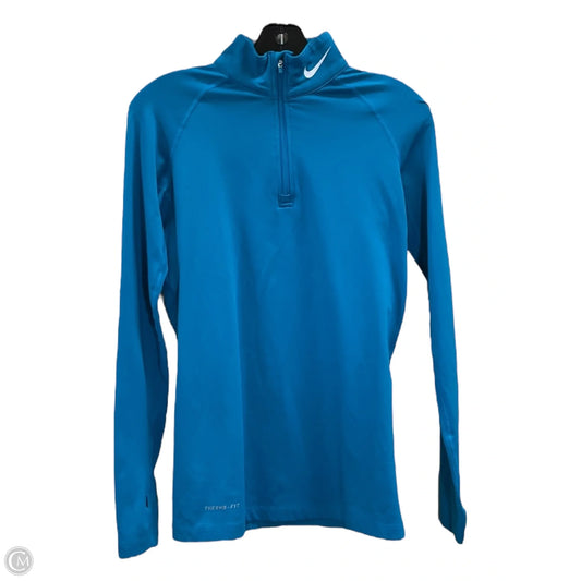 Athletic Top Long Sleeve Collar By Nike In Teal, Size: S