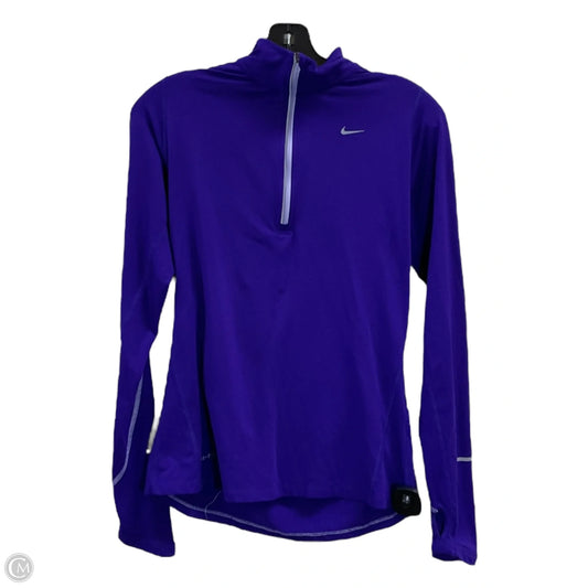 Athletic Top Long Sleeve Collar By Nike In Purple, Size: S