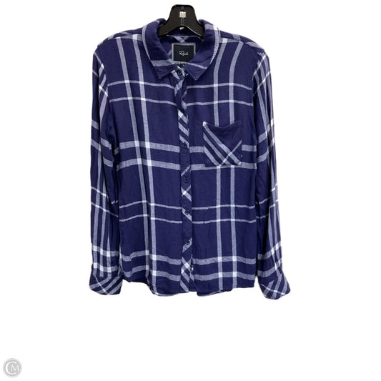 Blouse Long Sleeve By Rails In Purple & White, Size: S