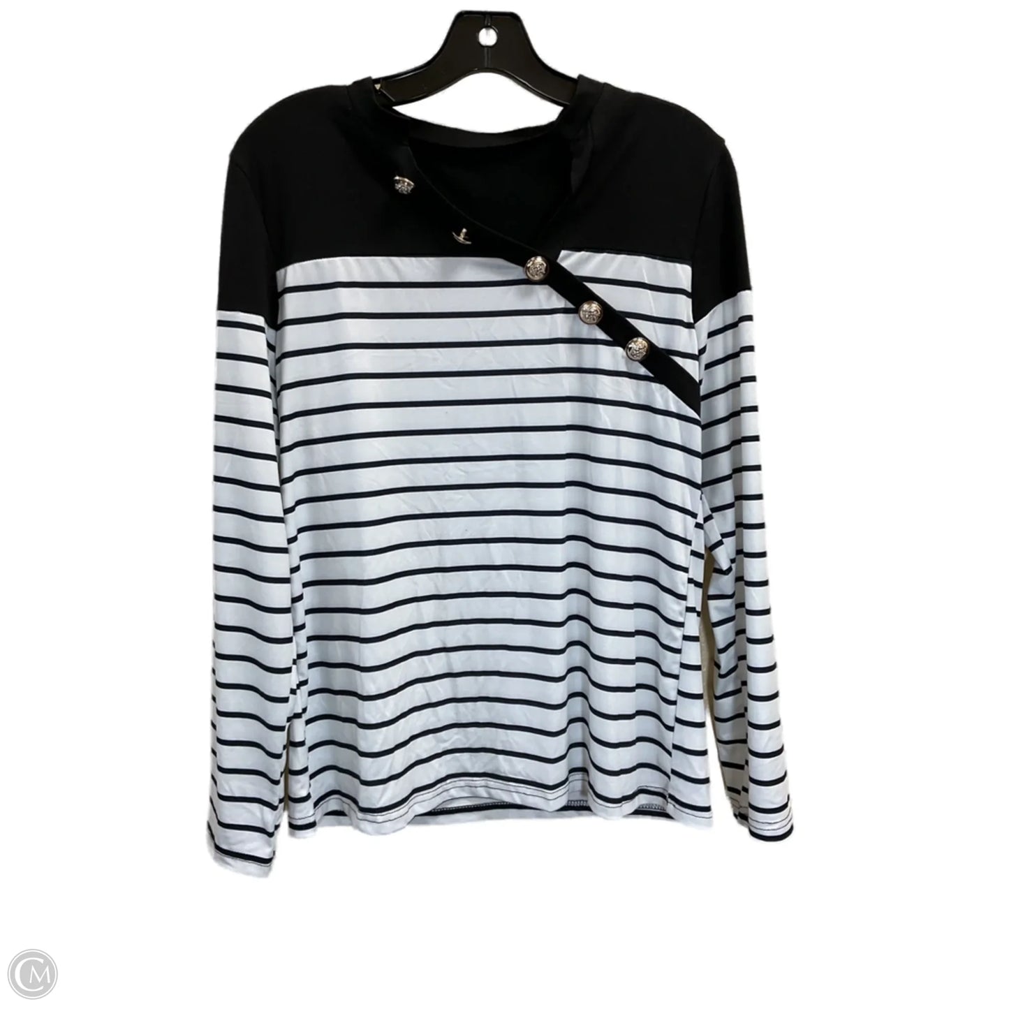 Top Long Sleeve By Clothes Mentor In Black & White, Size: M