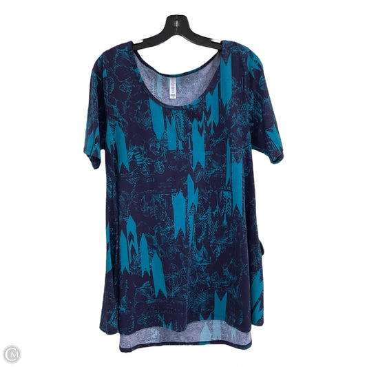 Tunic Short Sleeve By Lularoe In Blue & Green, Size: M