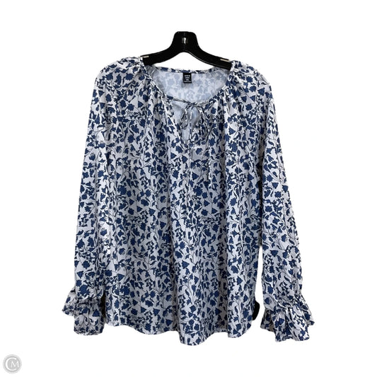 Top Long Sleeve By Shein In Blue & White, Size: 1x