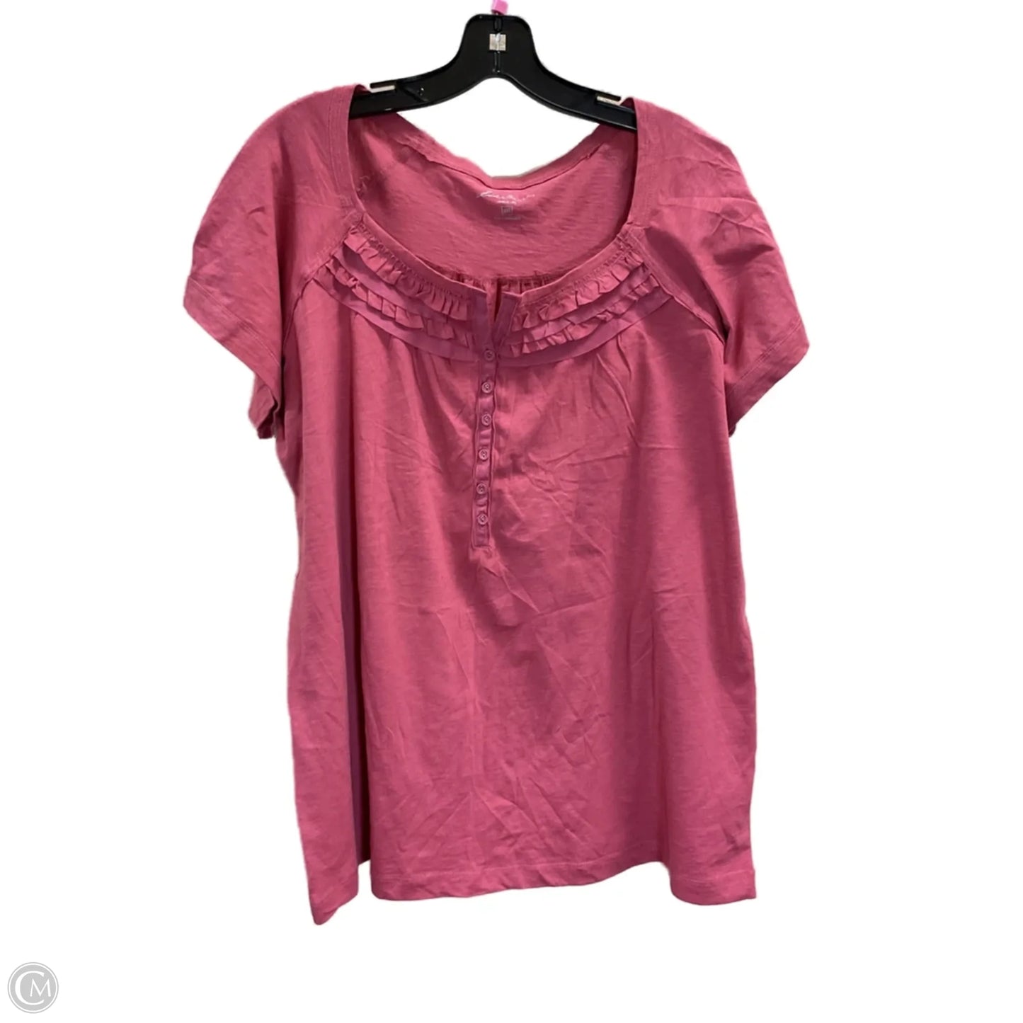 Top Short Sleeve By Eddie Bauer In Coral, Size: 1x