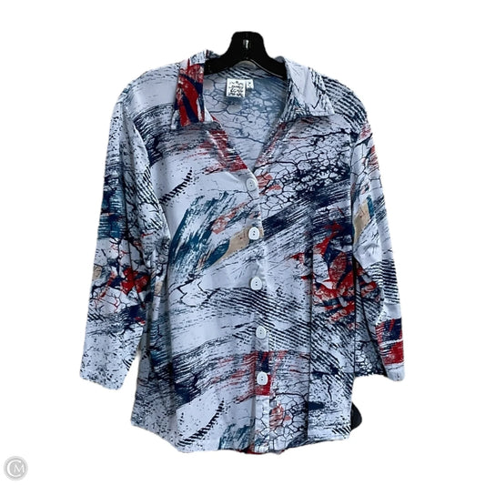 Blouse Long Sleeve By Parsley & Sage In Blue Red & White, Size: M