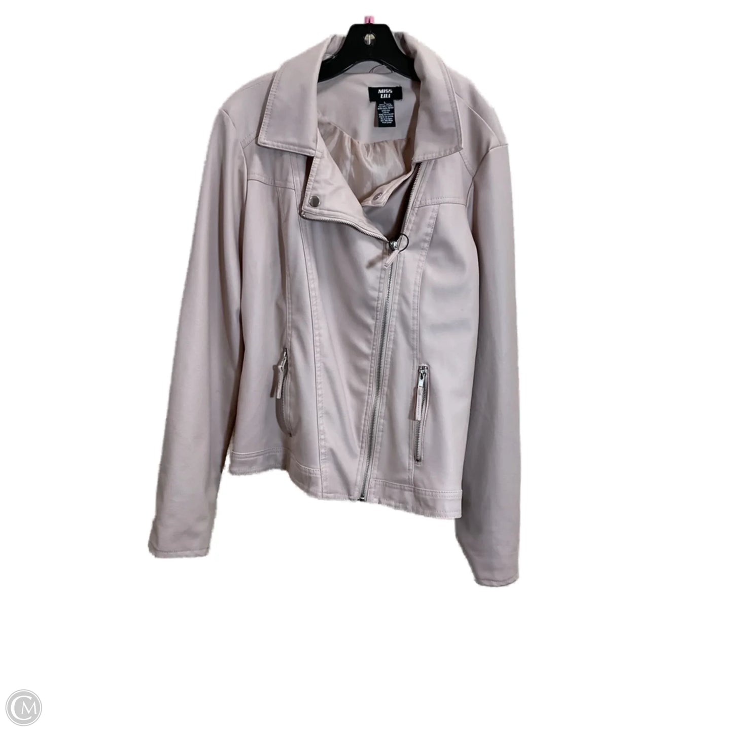 Jacket Moto By Clothes Mentor In Tan, Size: L