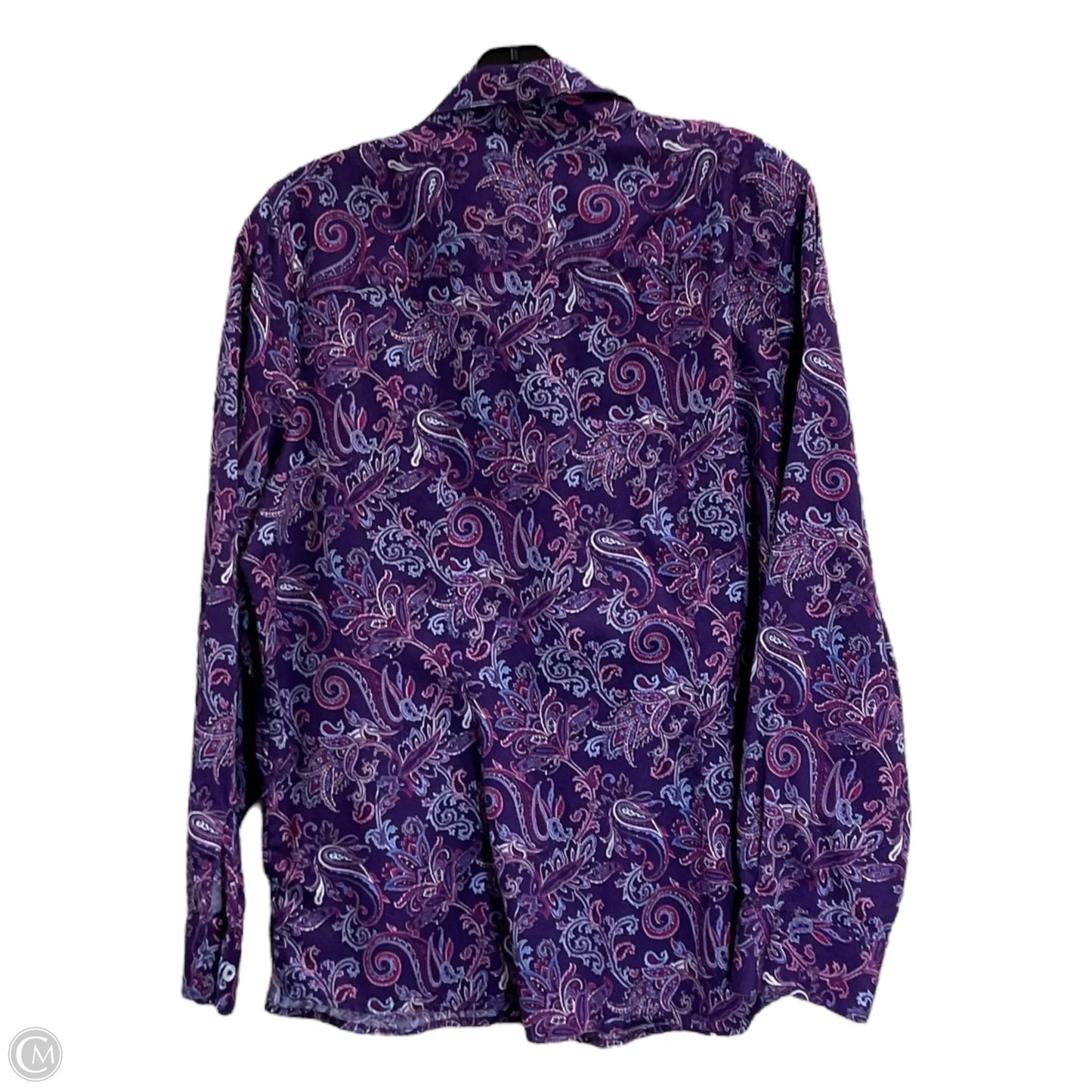 Blouse Long Sleeve By Foxcroft In Purple, Size: L