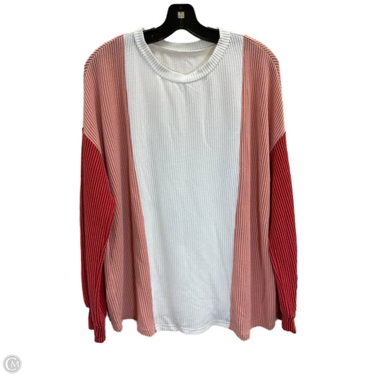 Top Long Sleeve By Clothes Mentor In Orange & White, Size: M
