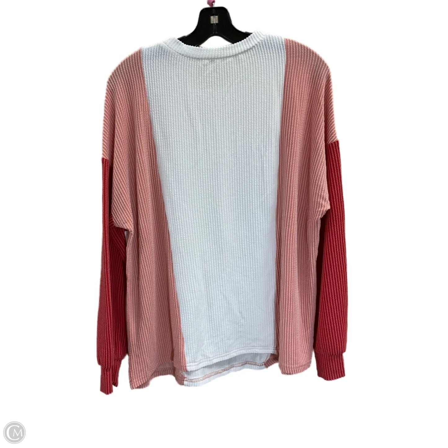 Top Long Sleeve By Clothes Mentor In Orange & White, Size: M