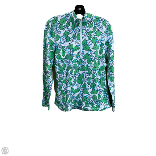 Top Long Sleeve By Talbots In Green & White, Size: M
