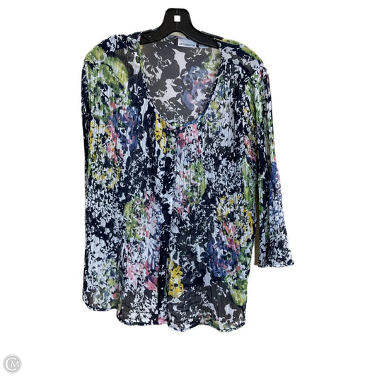 Blouse Long Sleeve By Liz Claiborne In Multi-colored, Size: M