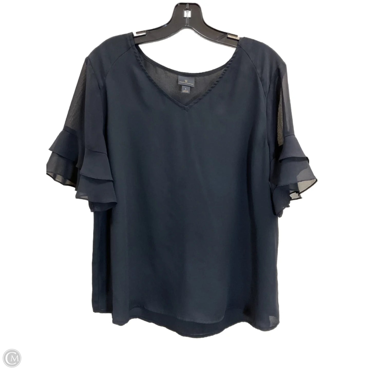 Top Short Sleeve By Worthington In Black, Size: L