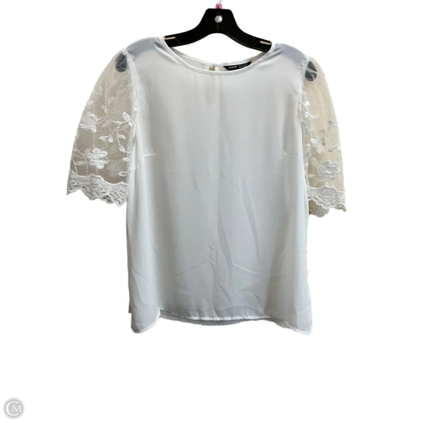 Top Short Sleeve By Shein In White, Size: L