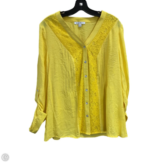 Blouse Long Sleeve By Studio Works In Yellow, Size: L