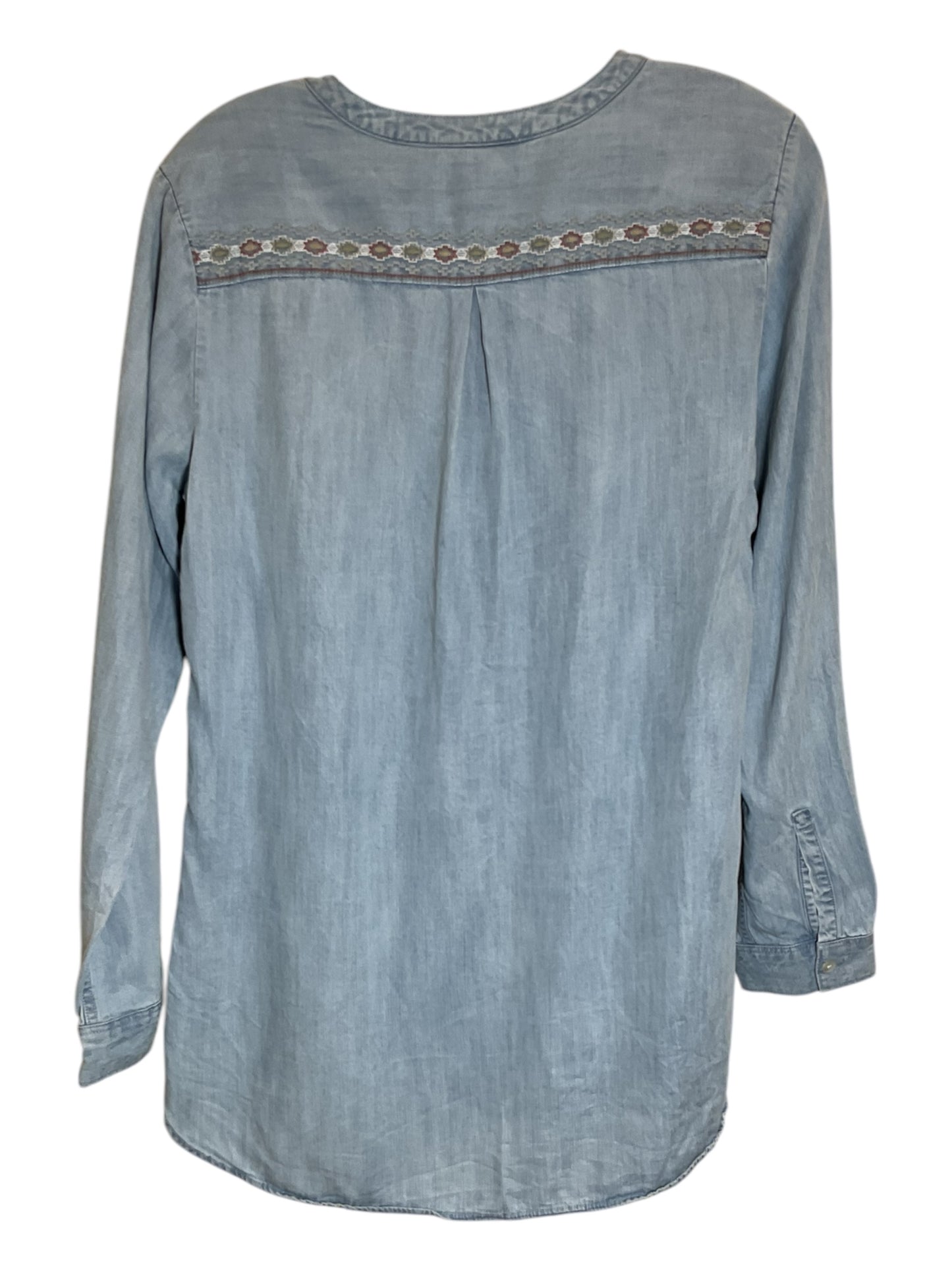 Tunic Long Sleeve By Eddie Bauer In Blue Denim, Size: S