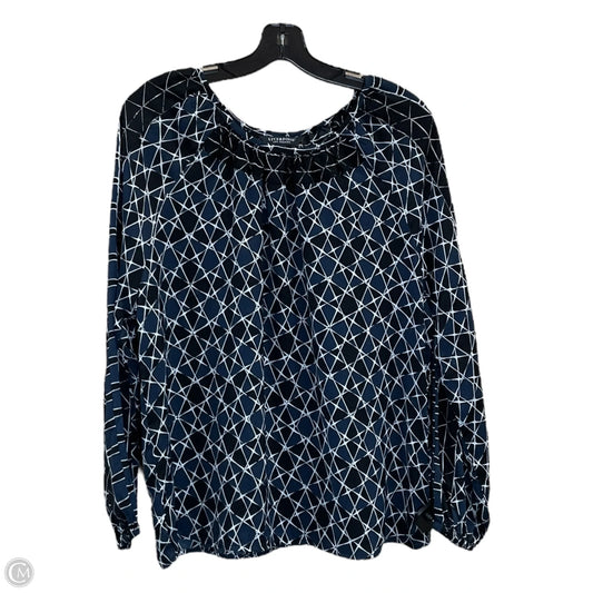 Top Long Sleeve By Liverpool In Black & Blue, Size: L