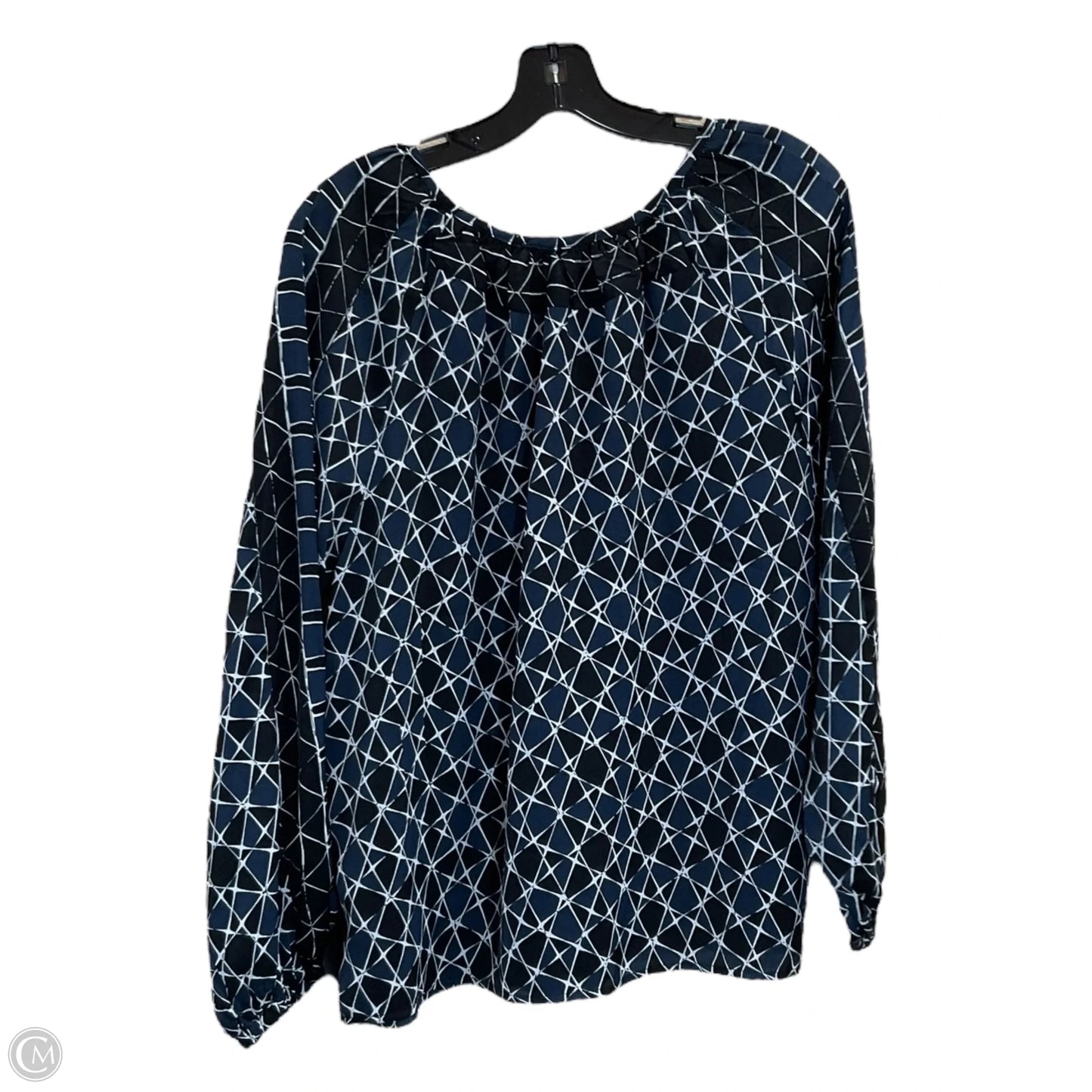 Top Long Sleeve By Liverpool In Black & Blue, Size: L