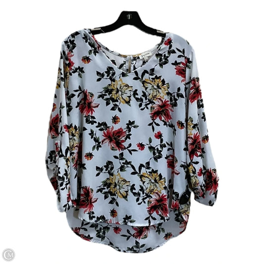 Top 3/4 Sleeve By Lily White In Floral Print, Size: L