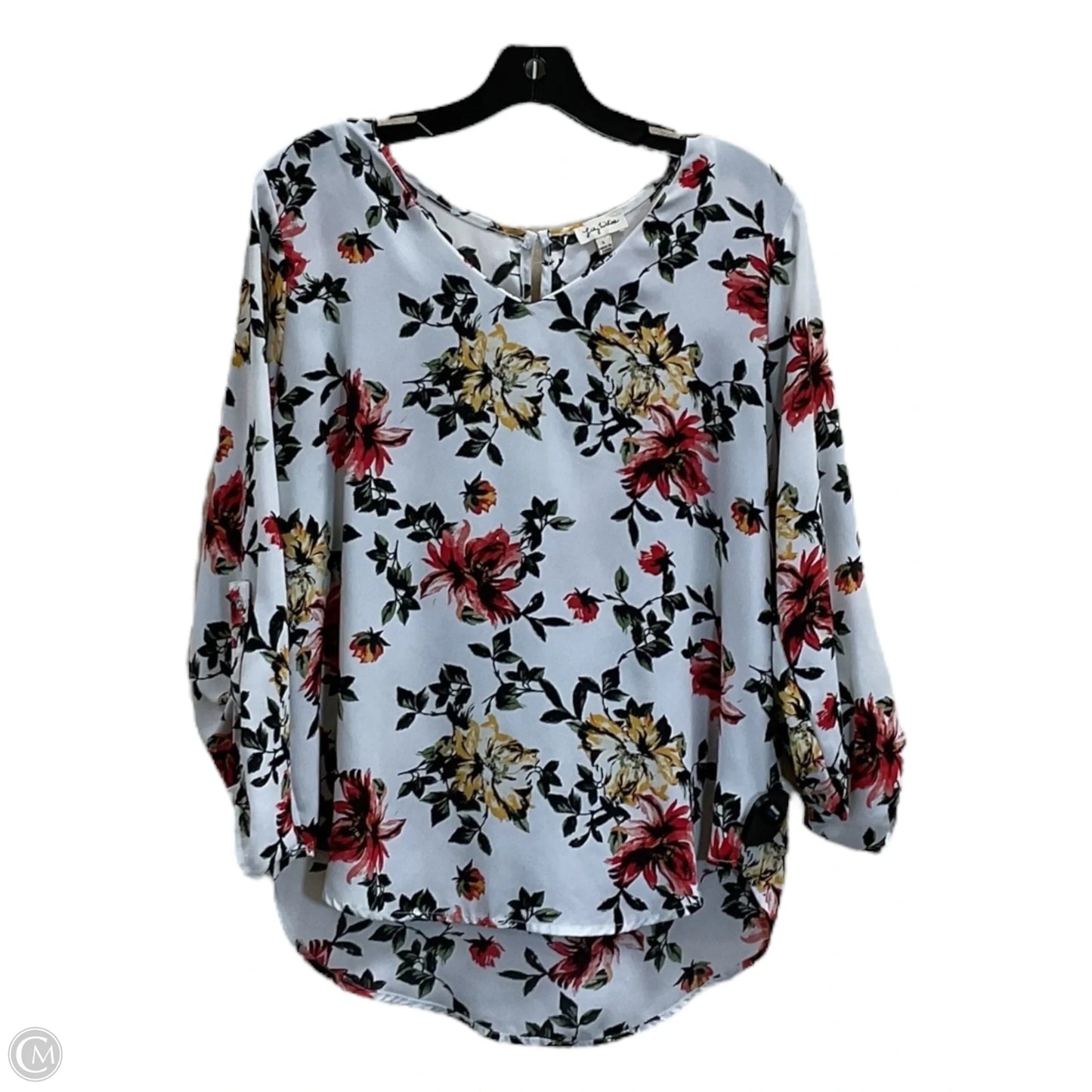 Top 3/4 Sleeve By Lily White In Floral Print, Size: L
