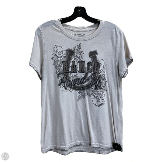 Top Short Sleeve By Ariat In Cream, Size: L