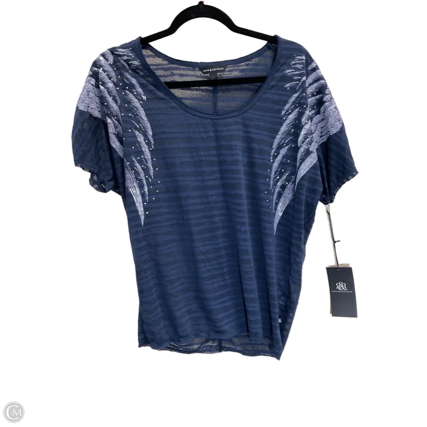Top 3/4 Sleeve By Rock And Republic In Blue, Size: M