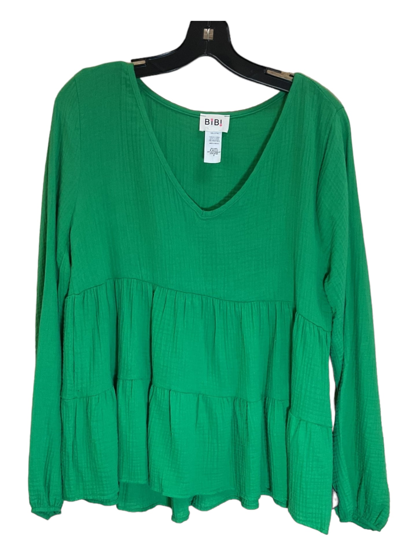 Top Long Sleeve By Bibi In Green, Size: S