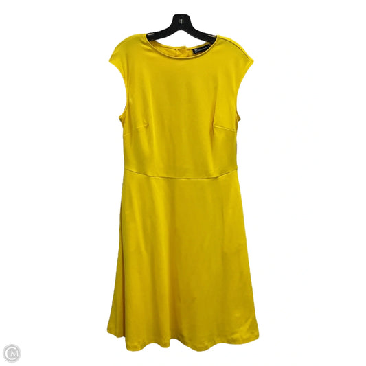 Dress Casual Midi By New York And Co In Yellow, Size: L