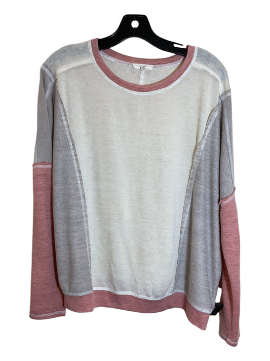 Top Long Sleeve By Easel In Cream & Orange, Size: S