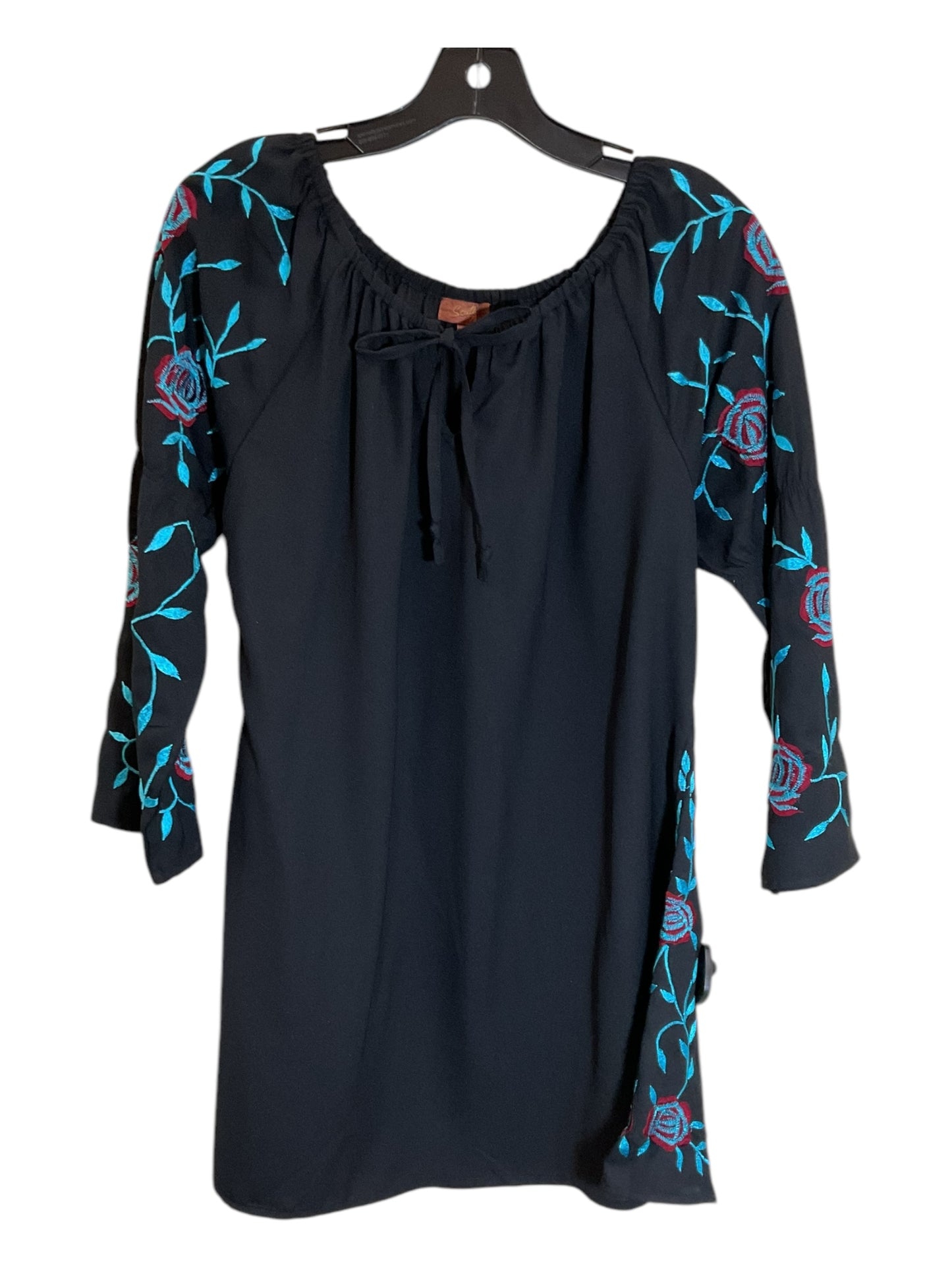 Tunic 3/4 Sleeve By Clothes Mentor In Black, Size: M