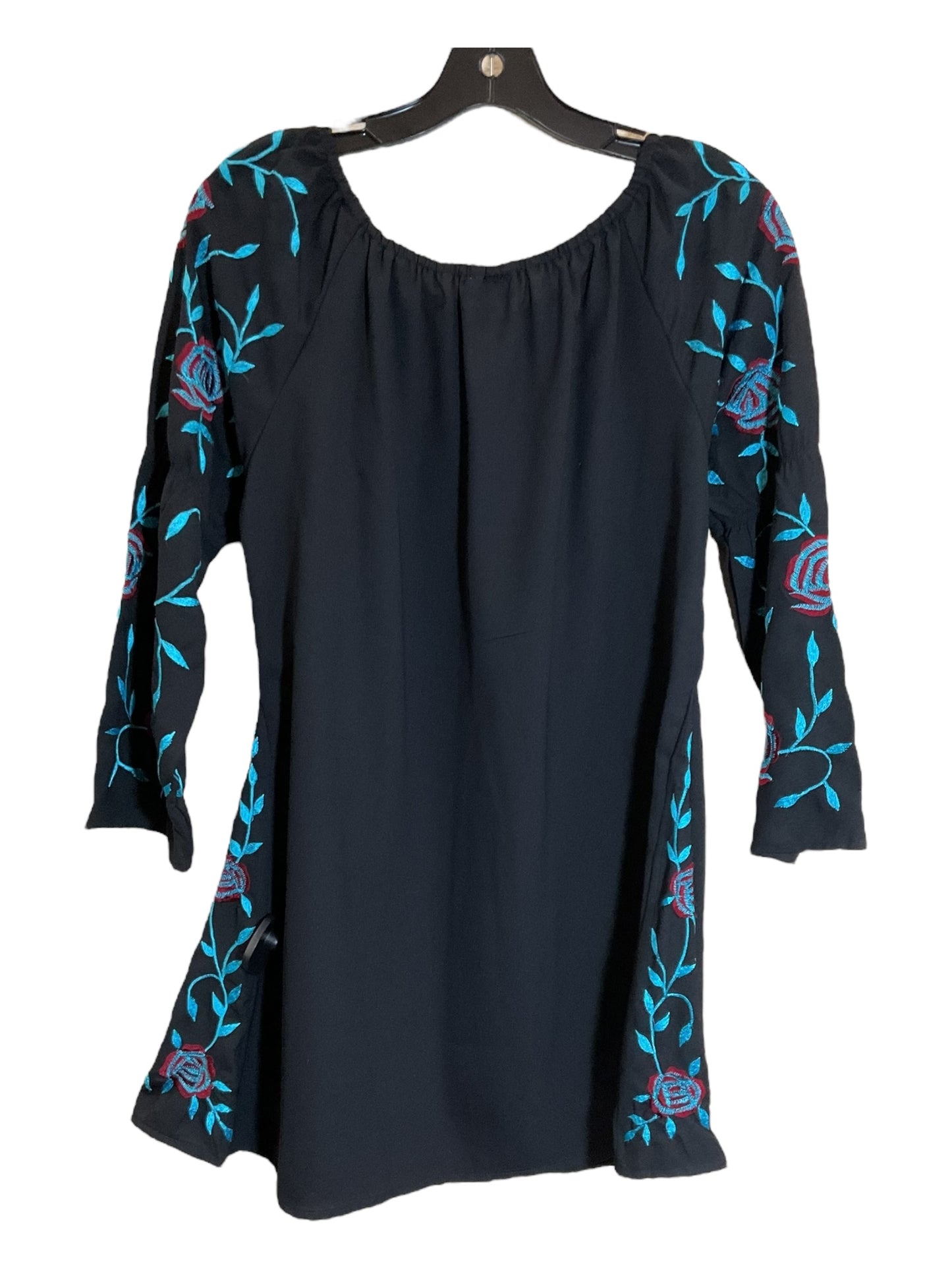 Tunic 3/4 Sleeve By Clothes Mentor In Black, Size: M