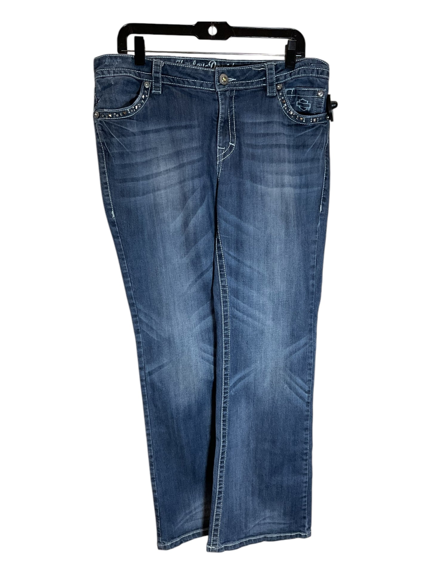 Jeans Boot Cut By Harley Davidson In Blue Denim, Size: 12p