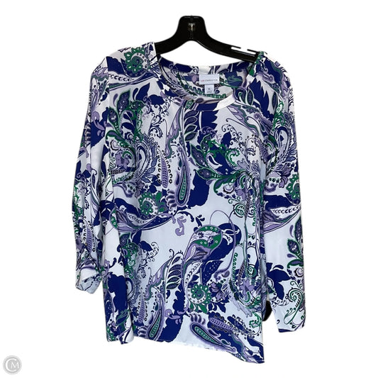Top Long Sleeve By Liz Claiborne In Blue, Size: Xl