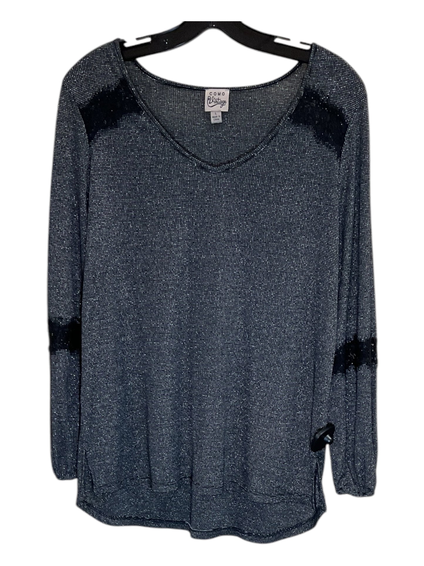 Top Long Sleeve By Como Vintage In Black, Size: L