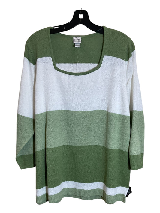 Sweater By Clothes Mentor In Green & White, Size: 1x