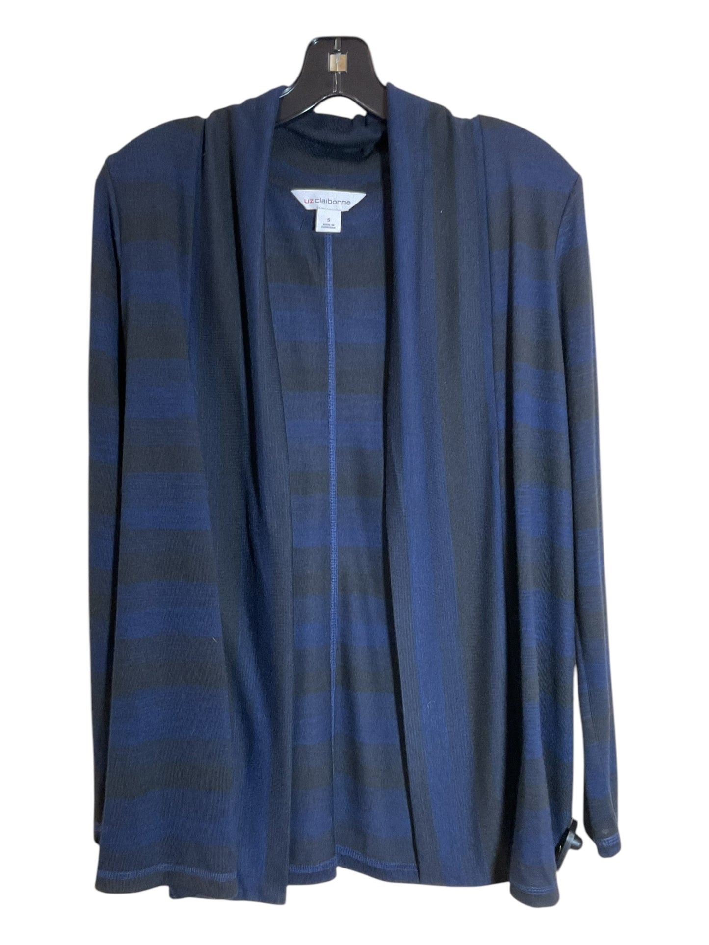 Cardigan By Liz Claiborne In Black & Blue, Size: S