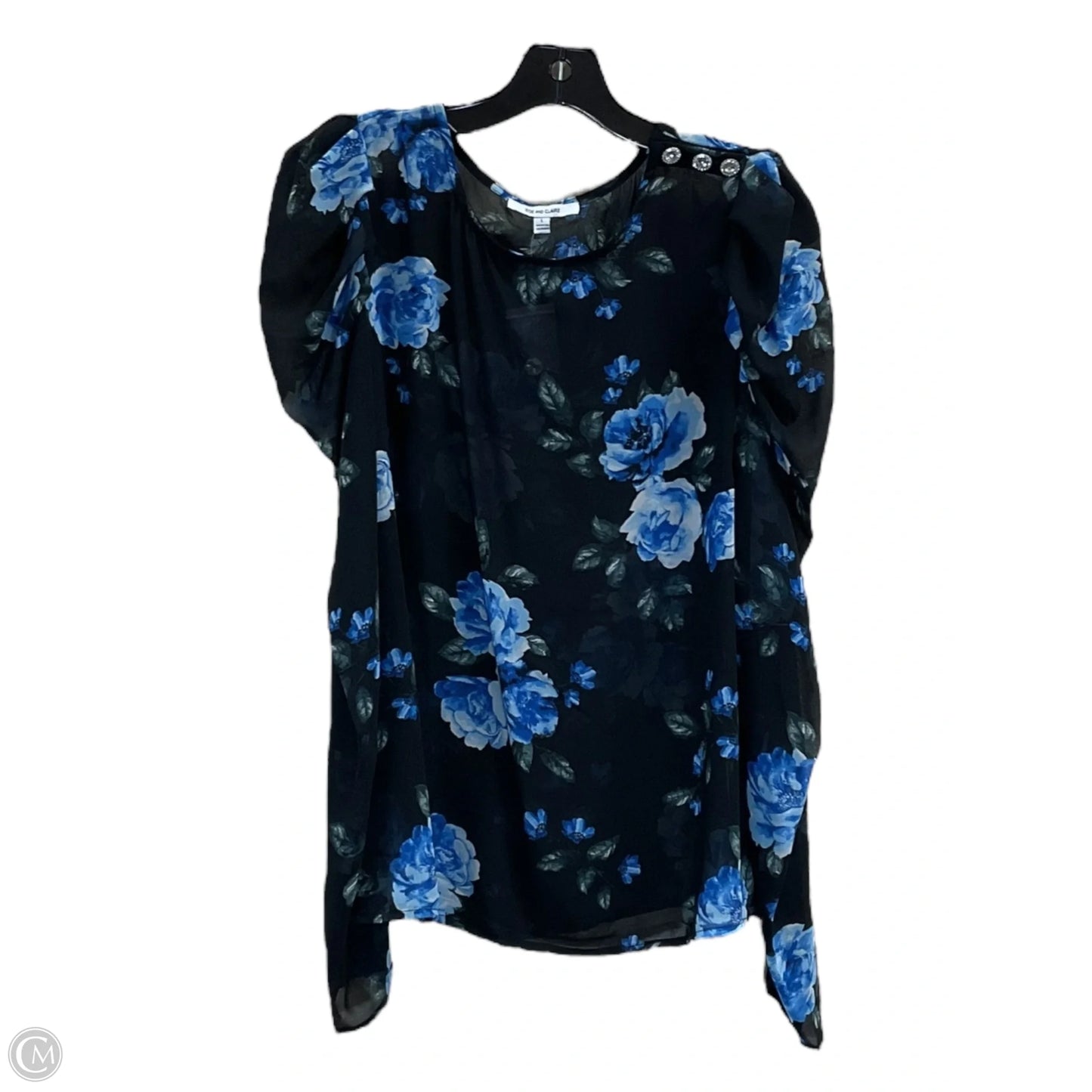 Top Long Sleeve By Clothes Mentor In Black & Blue, Size: L