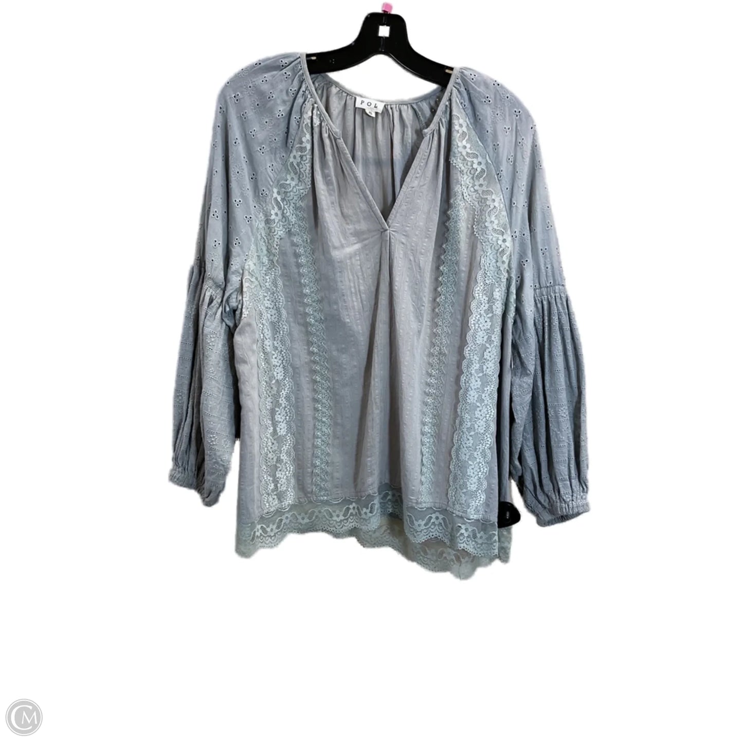 Top Long Sleeve By Pol In Grey, Size: S