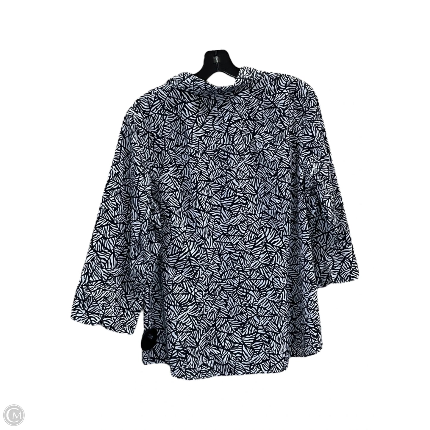 Blouse 3/4 Sleeve By Chicos In Black & White, Size: L